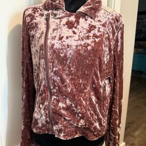 American Eagle Outfitters Velvet Bomber Jacket in Mauve